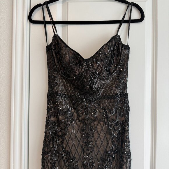 Lulus Moonlit Love Black Sequin Sleeveless Maxi Dress - Size M - Picture 2 of 6